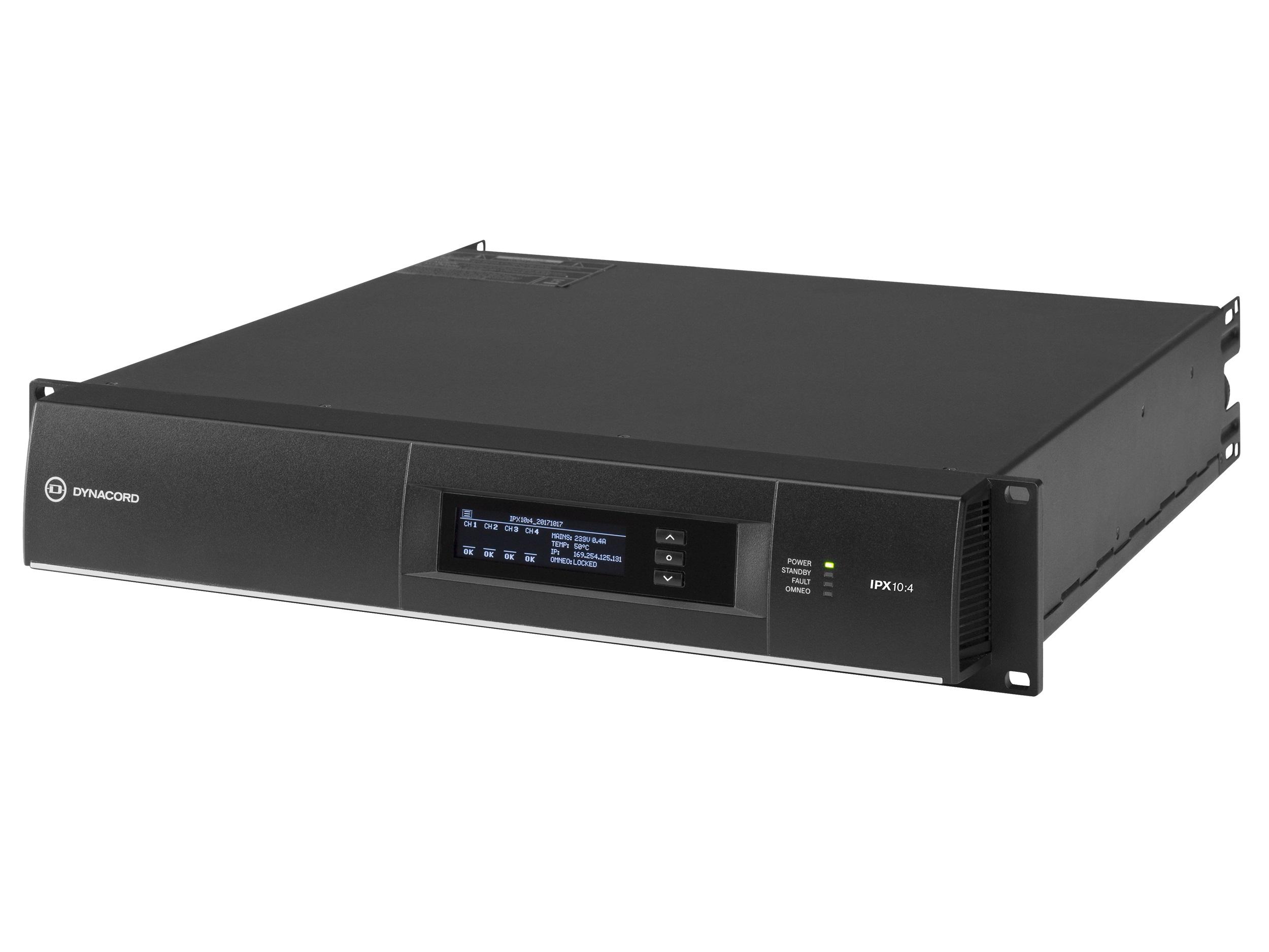 IPX10:4 DSP Power Amplifier 4x2500W with OMNEO/Dante/FIR Drive/32A powerCON Power Connector by Dynacord