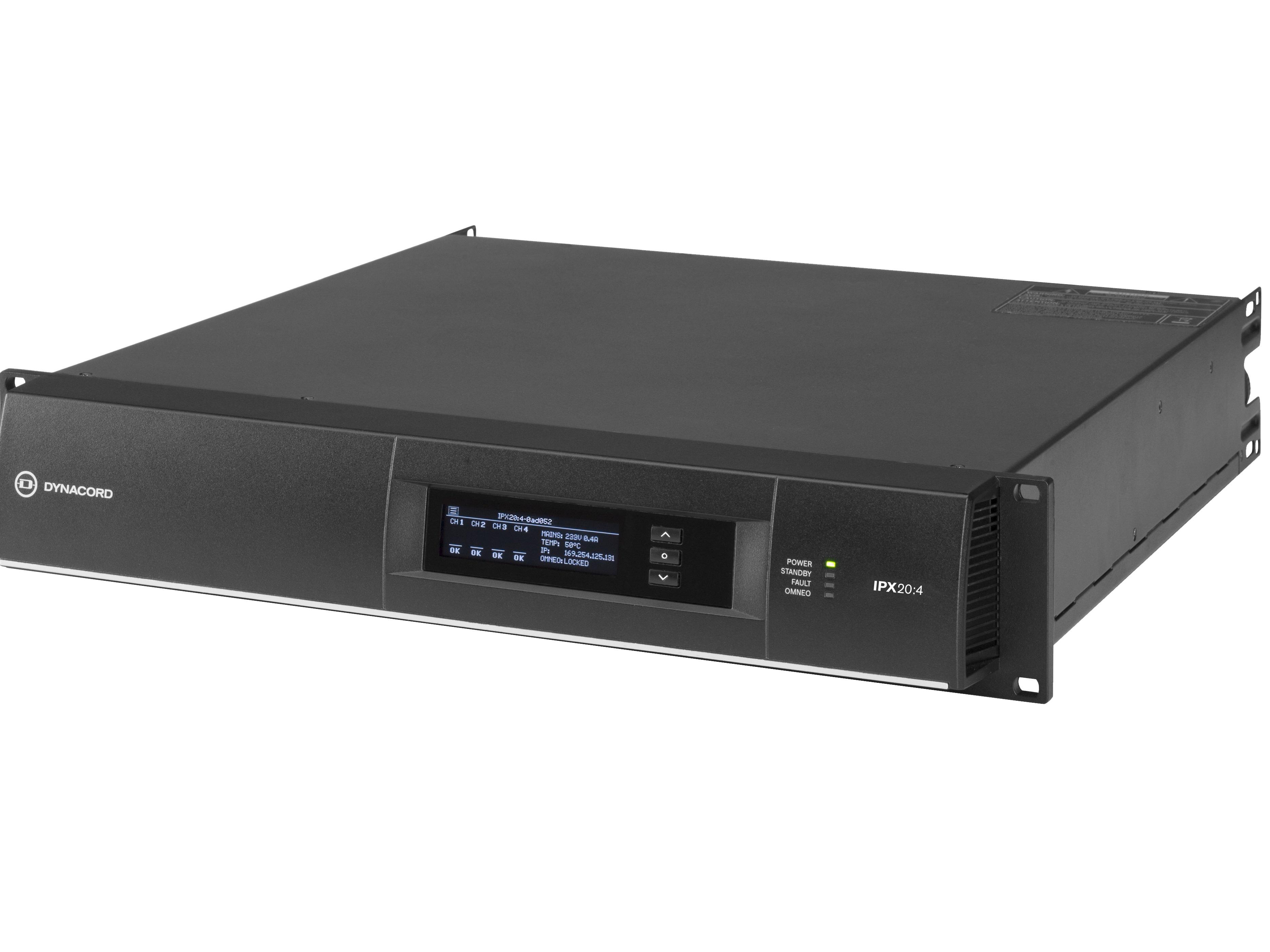 IPX20:4 DSP Power Amplifier 4x5000W with OMNEO/Dante/FIR Drive/32A powerCON Power Connector by Dynacord