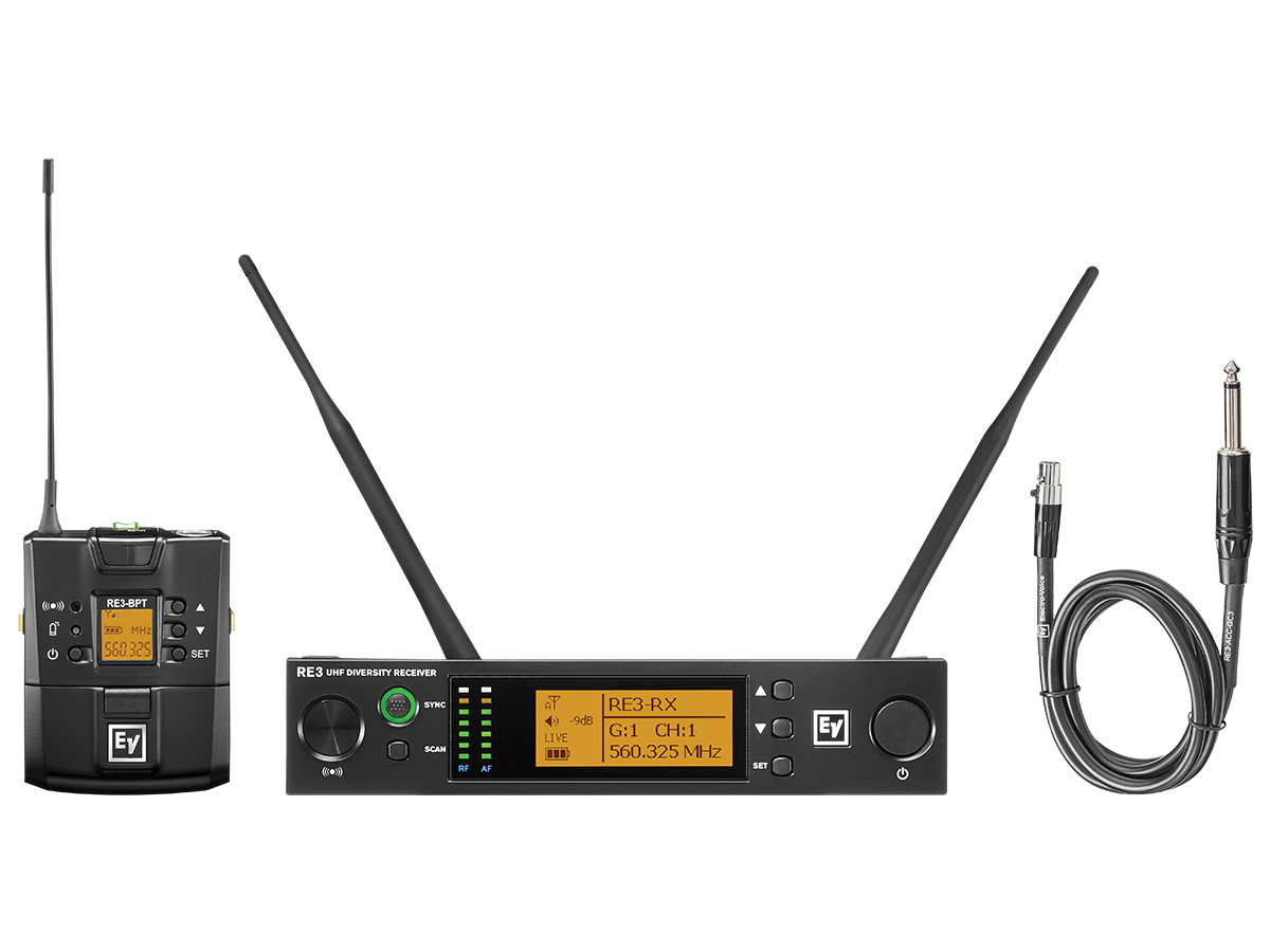RE3BPGC5H UHF Wireless Extender (Transmitter/Receiver) Set with GC3 Instrument Cable/560-596MHz by Electro-Voice