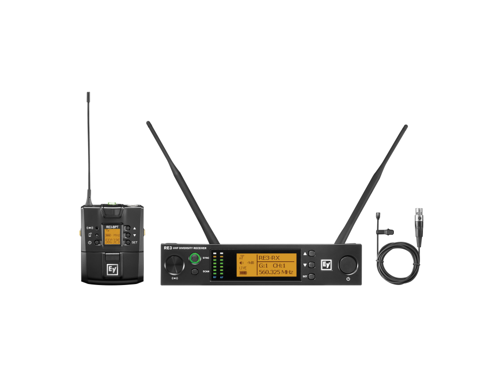 RE3BPOL5H UHF Wireless Extender (Transmitter/Receiver) Set with OL3 Omnidirectional Lavalier Mic/560-596MHz by Electro-Voice