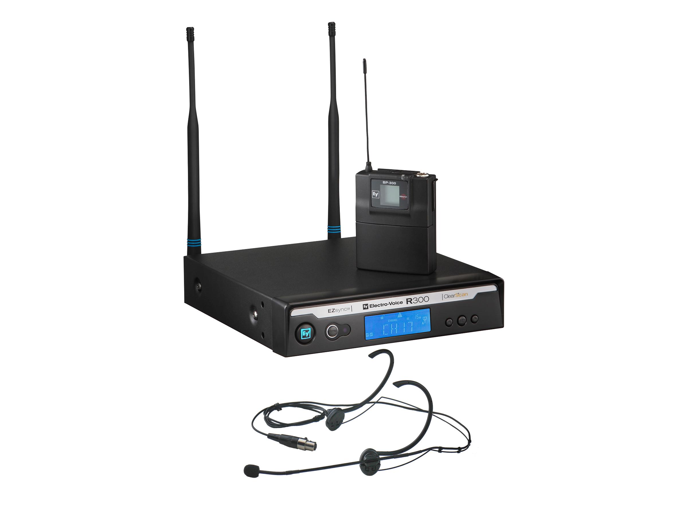 R300EC R300 Series Wireless Head Worn HM-3 Microphone System C-Band/516-532 MHz by Electro-Voice