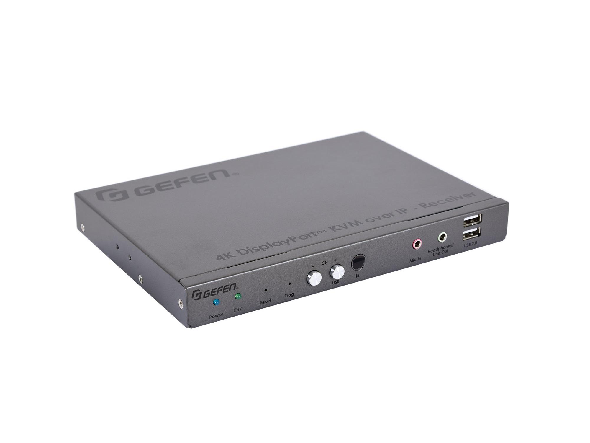 EXT-DPKA-LANS-RX-b 4K DisplayPort KVM over IP Extender (Receiver) with USB/Audio/RS-232/IR by Gefen