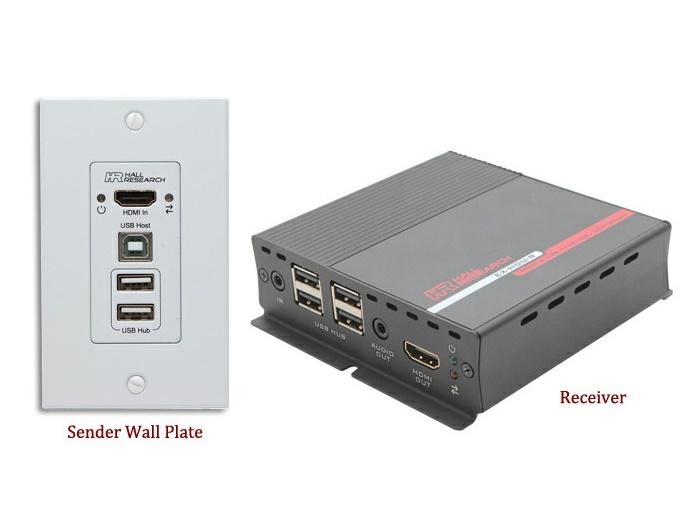 EX-HDU-IP HDMI and USB Extension on CAT6 with Audio/Integrated Control and IP by Hall Research