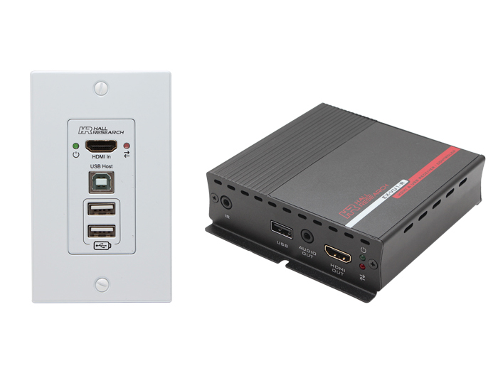 EX-VU1 HDMI and USB Extension (Transmitter/Receiver) Kit with Audio and Control by Hall Research