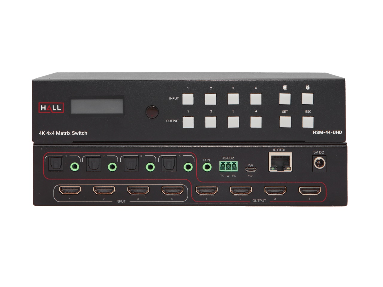 HSM-44-UHD 4x4 Matrix Video Switcher by Hall Research