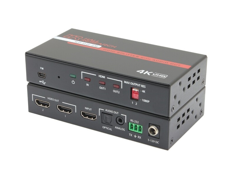 SP-HD-2B 2-Channel HDMI Splitter with Analog and Optical Audio Output and 4K Support by Hall Research