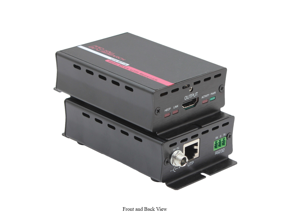UH-BT-R 4K UHD HDMI/HDBaseT Extender (Receiver) with RS-232 up to 230ft/70m by Hall Research
