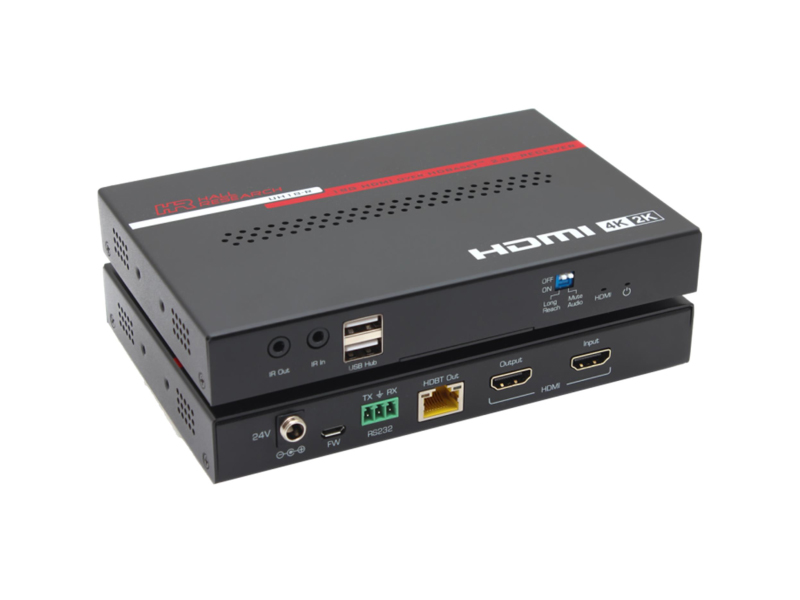 UH18 4K60 HDMI/HDBaseT Extender (Transmitter/Receiver) with USB/IR/RS-232/POC up to 100m by Hall Research
