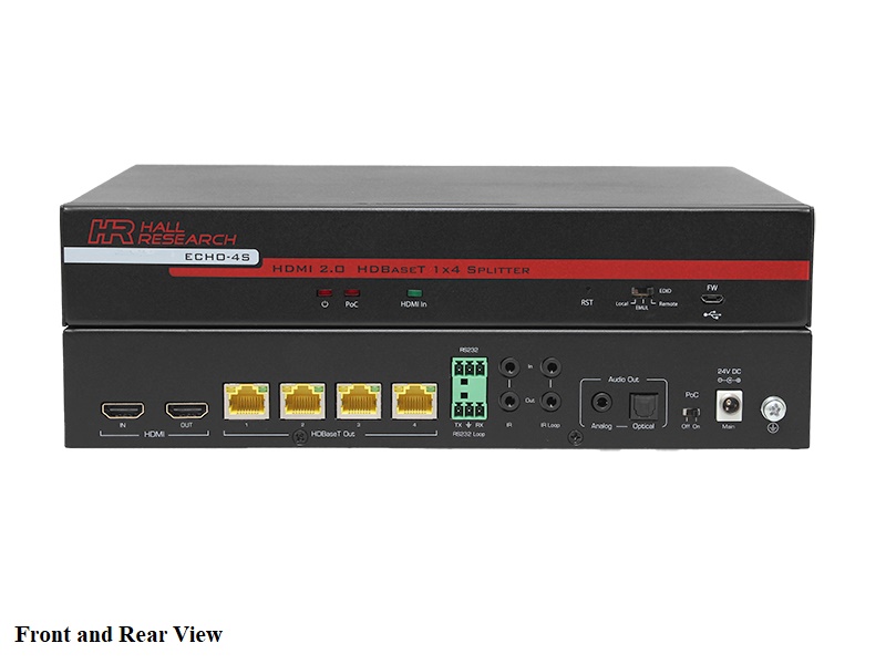 ECHO-4S 4 Channel HDBaseT Splitter (Sender) by Hall Research