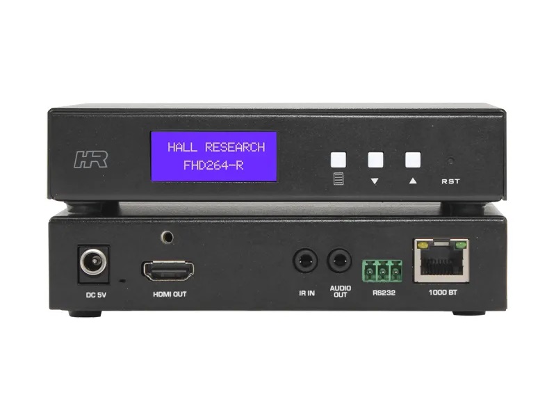 FHD264-R AV and Control over IP Receiver with Extracted Audio/RS232 over IP and IR by Hall Technologies