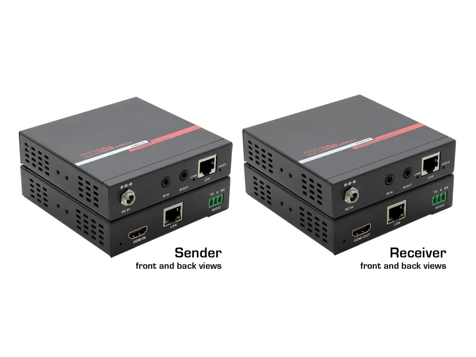HBX HDMI Extender (Sender/Receiver) Set With Ultra-HD AV/IR/RS232 and Ethernet by Hall Technologies
