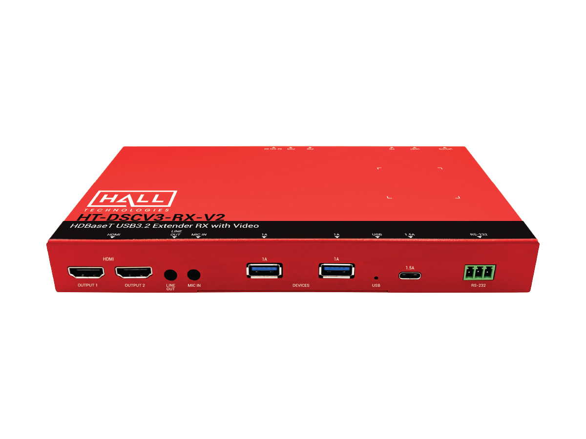 Hall Technologies HT-DSCV3-RX-V2 HDBaseT USB 3.2 RX Dual HDMI POH