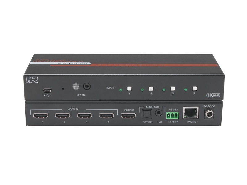 SW-HD-4A 4x1 HDMI Switcher/IR/RS-232/Telnet and Web GUI by Hall Technologies