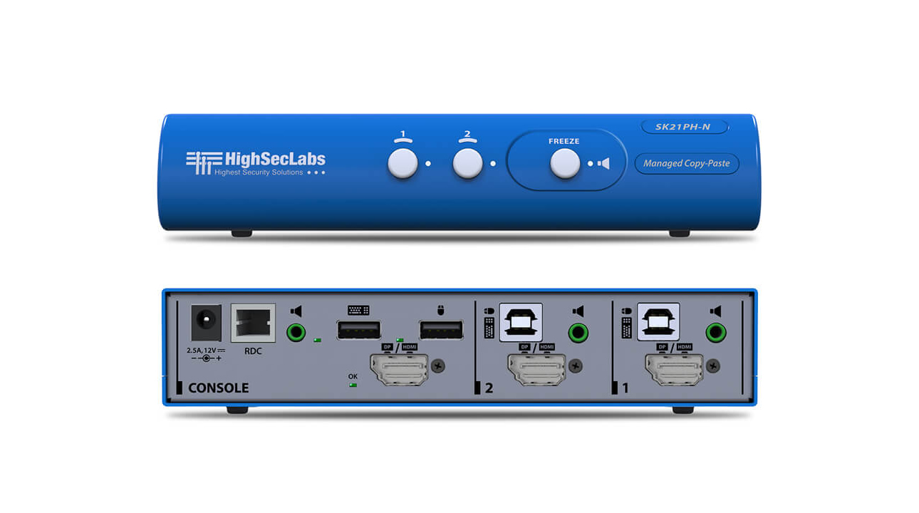 High Sec Labs SK21P-N 2-Port DP KVM Switcher 4K@30Hz USB Audio