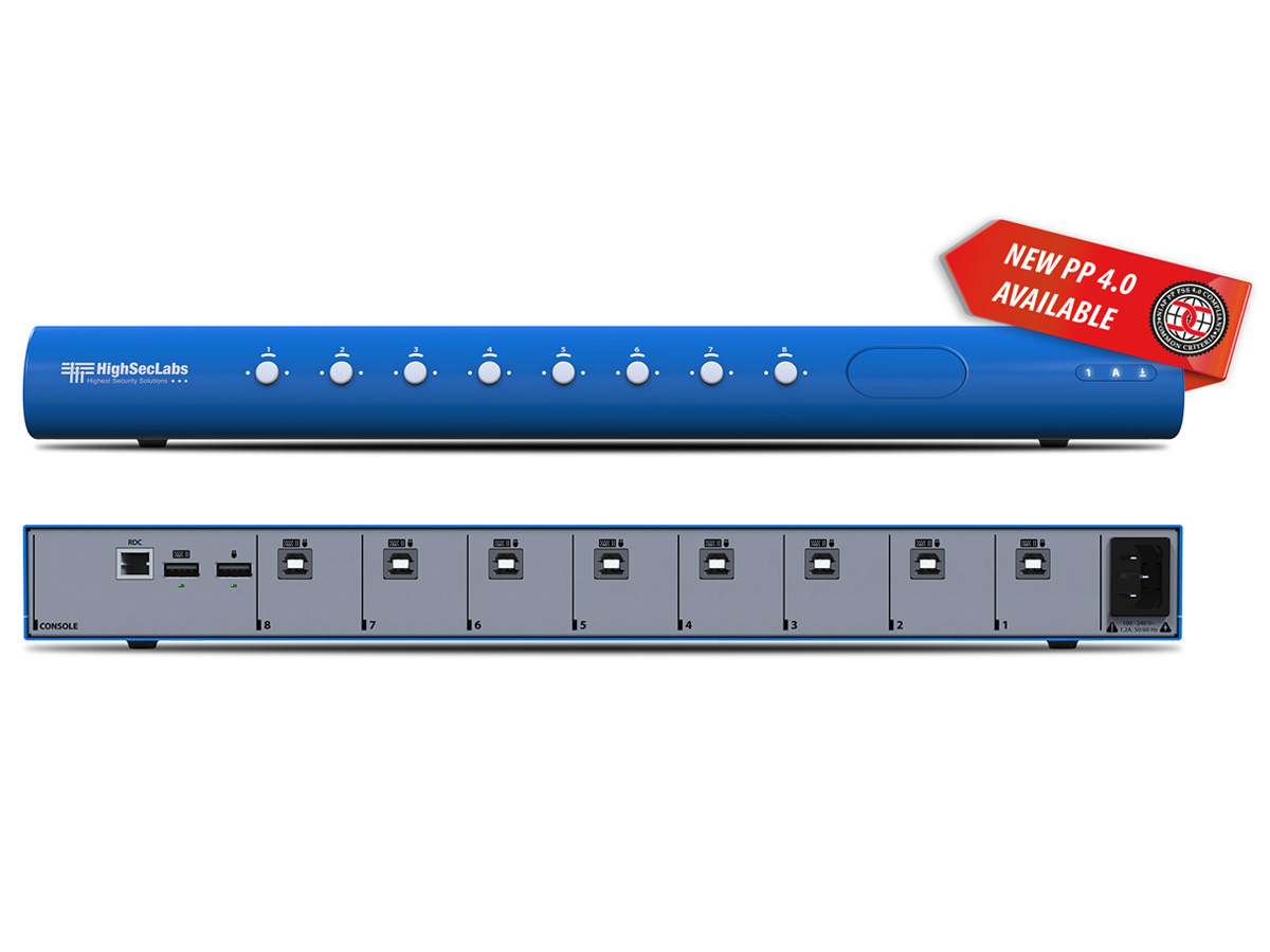 High Sec Labs SM80N-4 Secure 8-Port KM Switcher PP4.0 CAC Audio