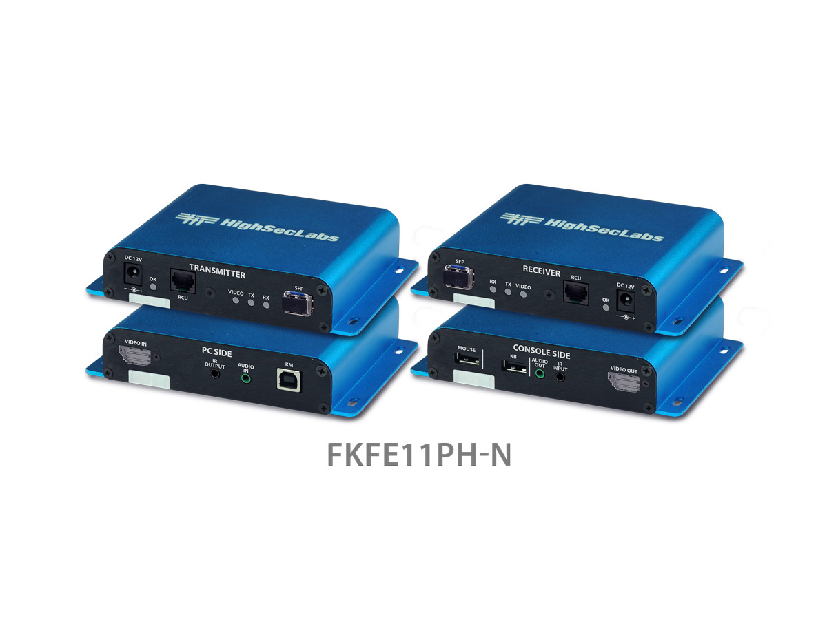 FKFE11PHT-N DP\HDMI Commercial Fiber Extender KVM up to 10KM 4K Transmitter by High Sec Labs