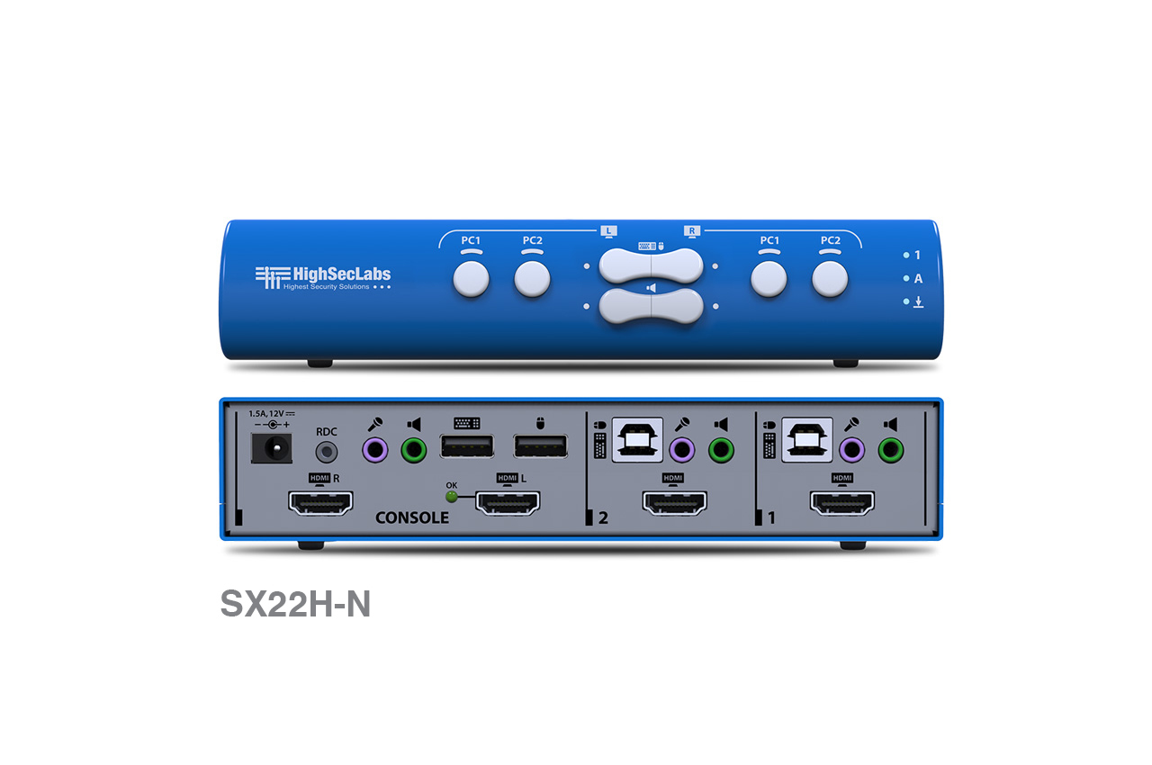 High Sec Labs SX22H-N 2x2 HDMI KVM Mini-Matrix 4K USB Audio