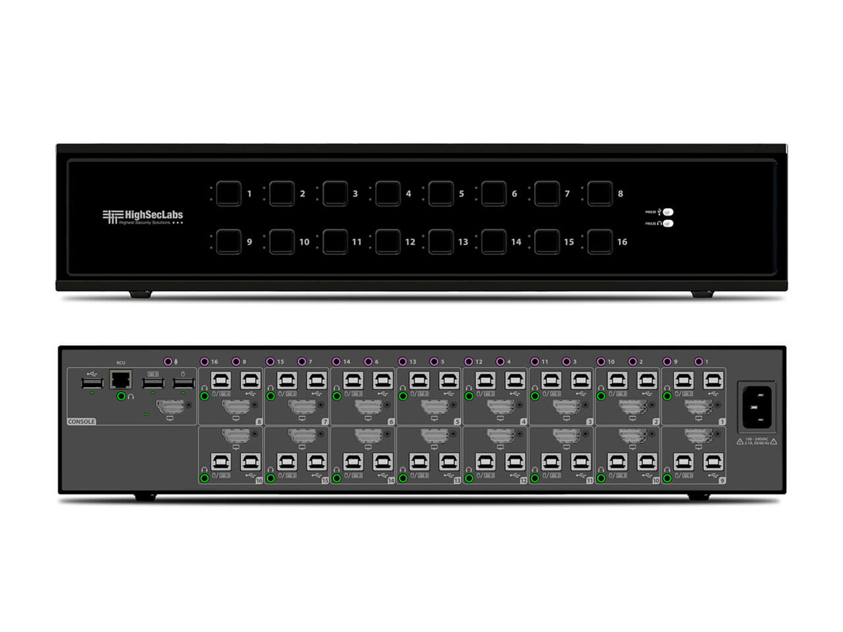 High Sec Labs SK161PHU-N 16-Port DP/HDMI KVM Switcher 4K60 USB 2.0