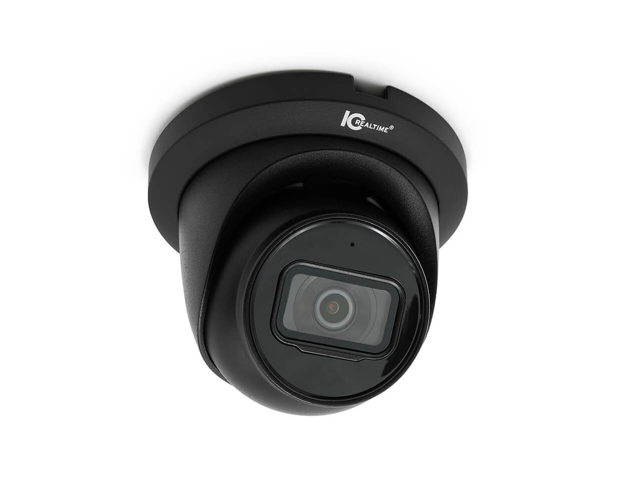 IPEL-E80F-IRB2 8MP IP Indoor/Outdoor Mid-Size Eyeball Dome Camera/Fixed 2.8mm Lens/98.4ft Smart IR/PoE/Black by ICRealtime