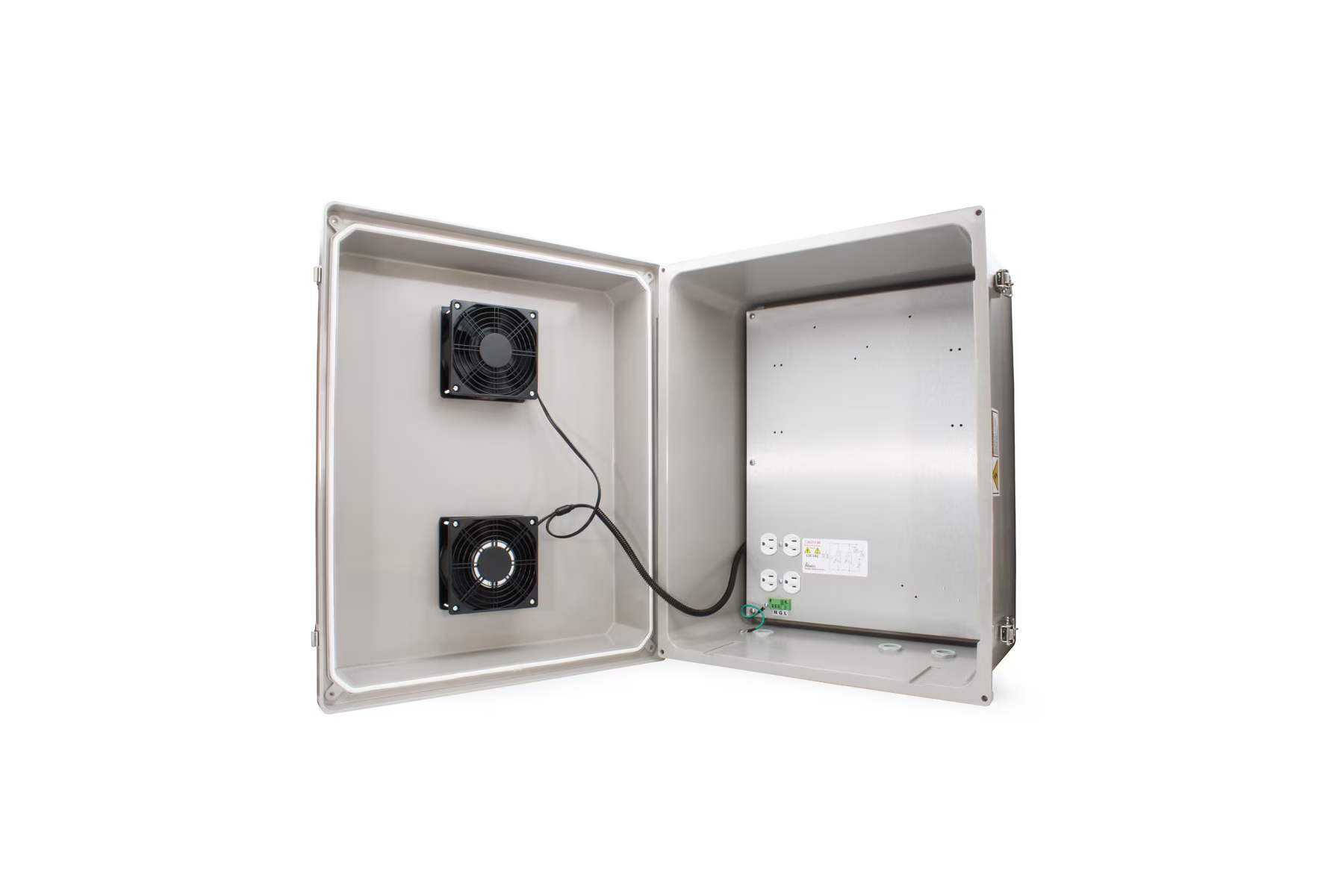NEMABOX-LG-H-AL Large Heated NEMA Enclosure with Dual Cooling Fans and Aluminum Mounting Plate by ICRealtime