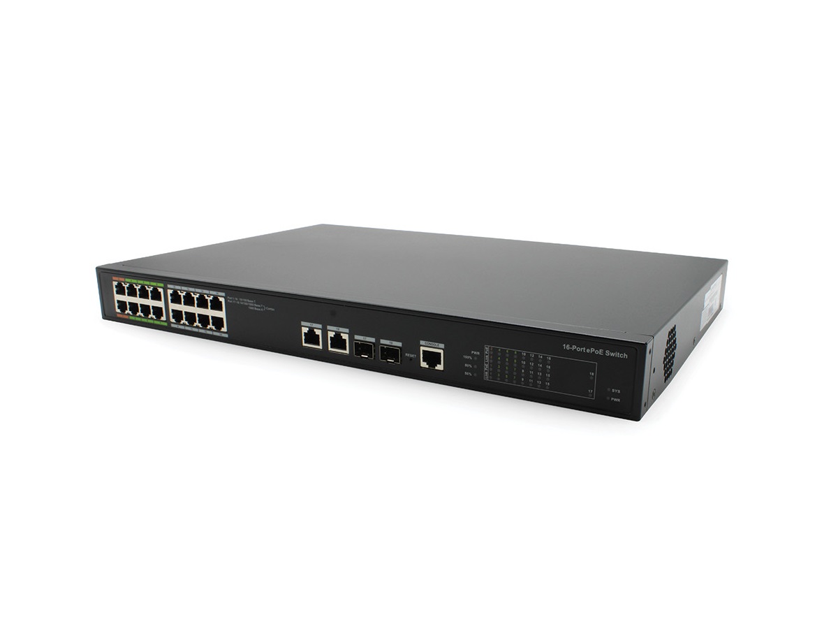 PWR-EPOE-16-V2 Layer-Two Web-Managed EPoE Switch/Supports Long-Distance PoE Transmission Up to 800m with EPoE Technology by ICRealtime