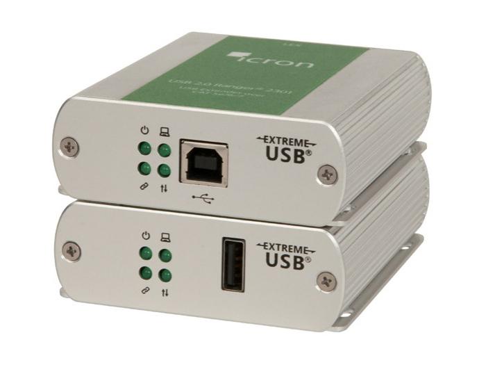 2301 USB 2.0 Ranger 1-Port Extender (Transmitter/Receiver) Set over CAT 5e/6/7 up to 100m by Icron
