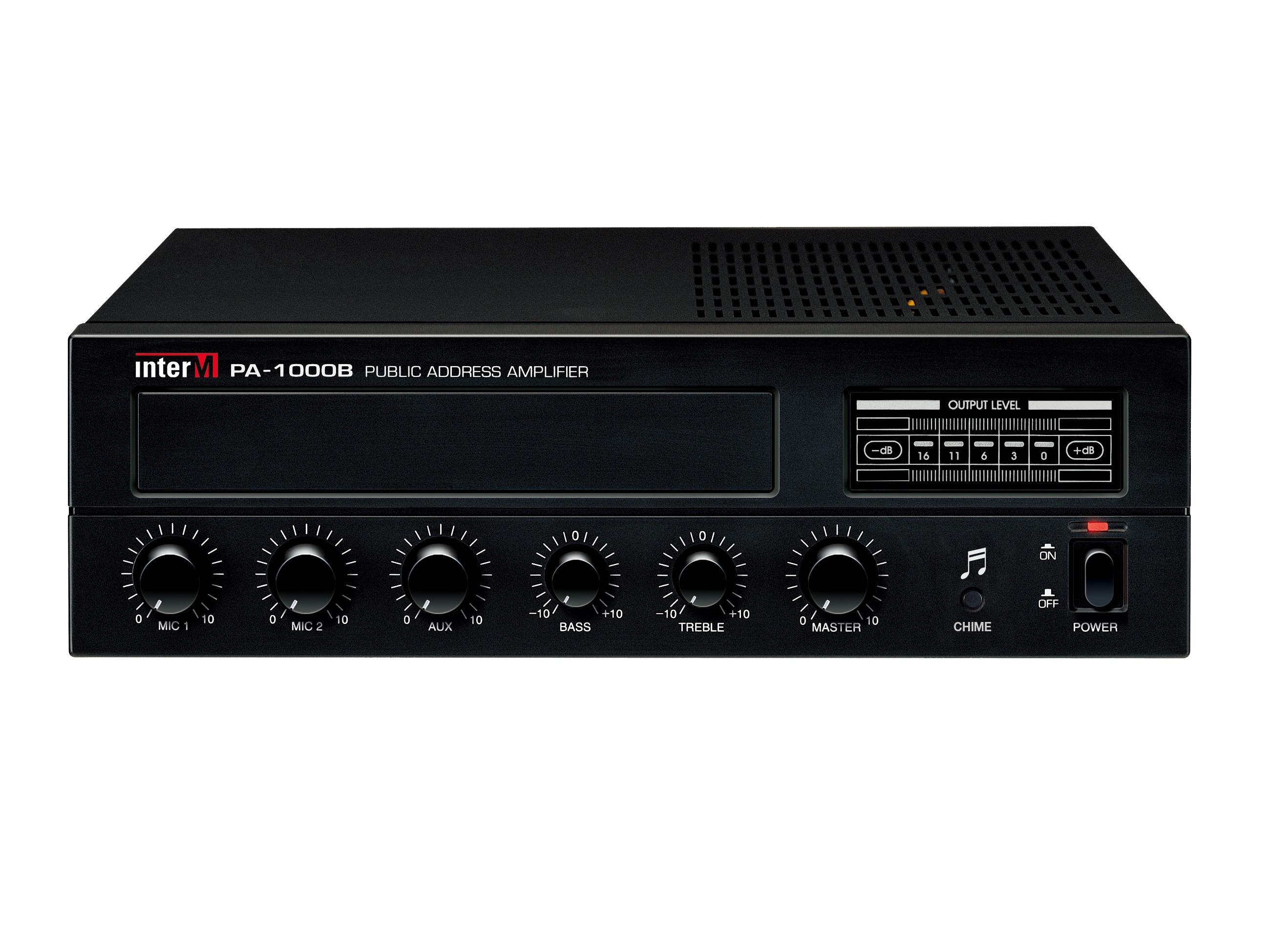 PA-1000B 30W Public Address Mixing Amplifier with 2 Balanced Low-Impedance Mic Inputs by Inter-M