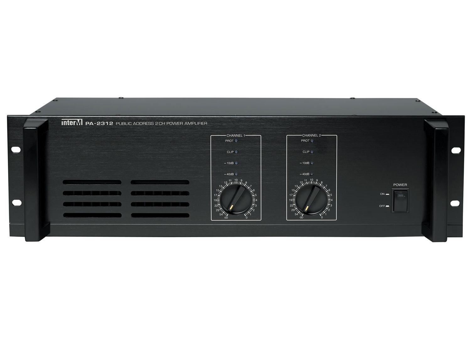 PA-2312 120W x 2-Ch Commercial Power Amplifier/4Ohm/70V/100V/HPF/DC 24V Input Terminal by Inter-M