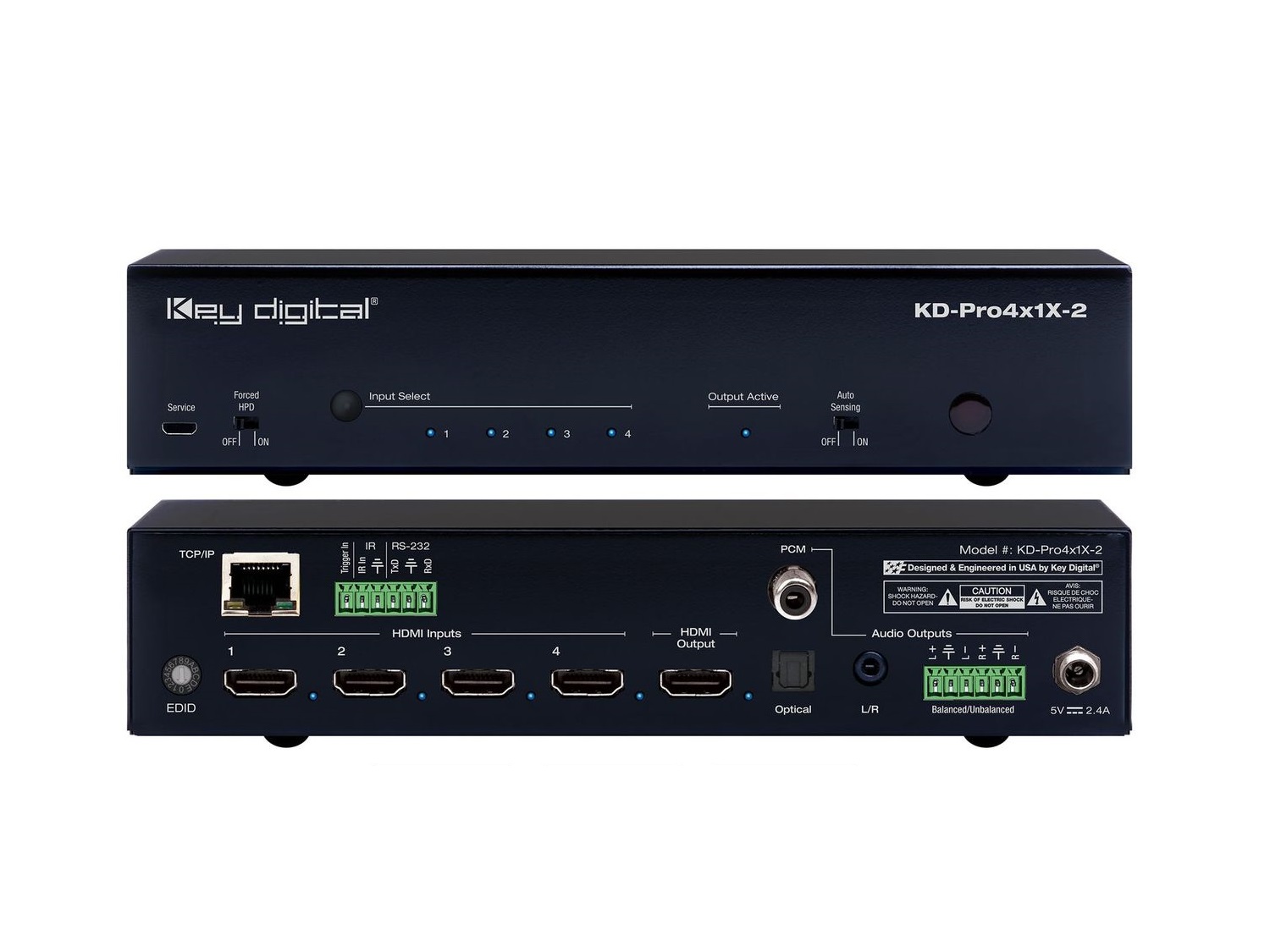 KD-Pro4x1X-2 4 Input Pro Series HDMI Auto Switcher with Web UI by Key Digital