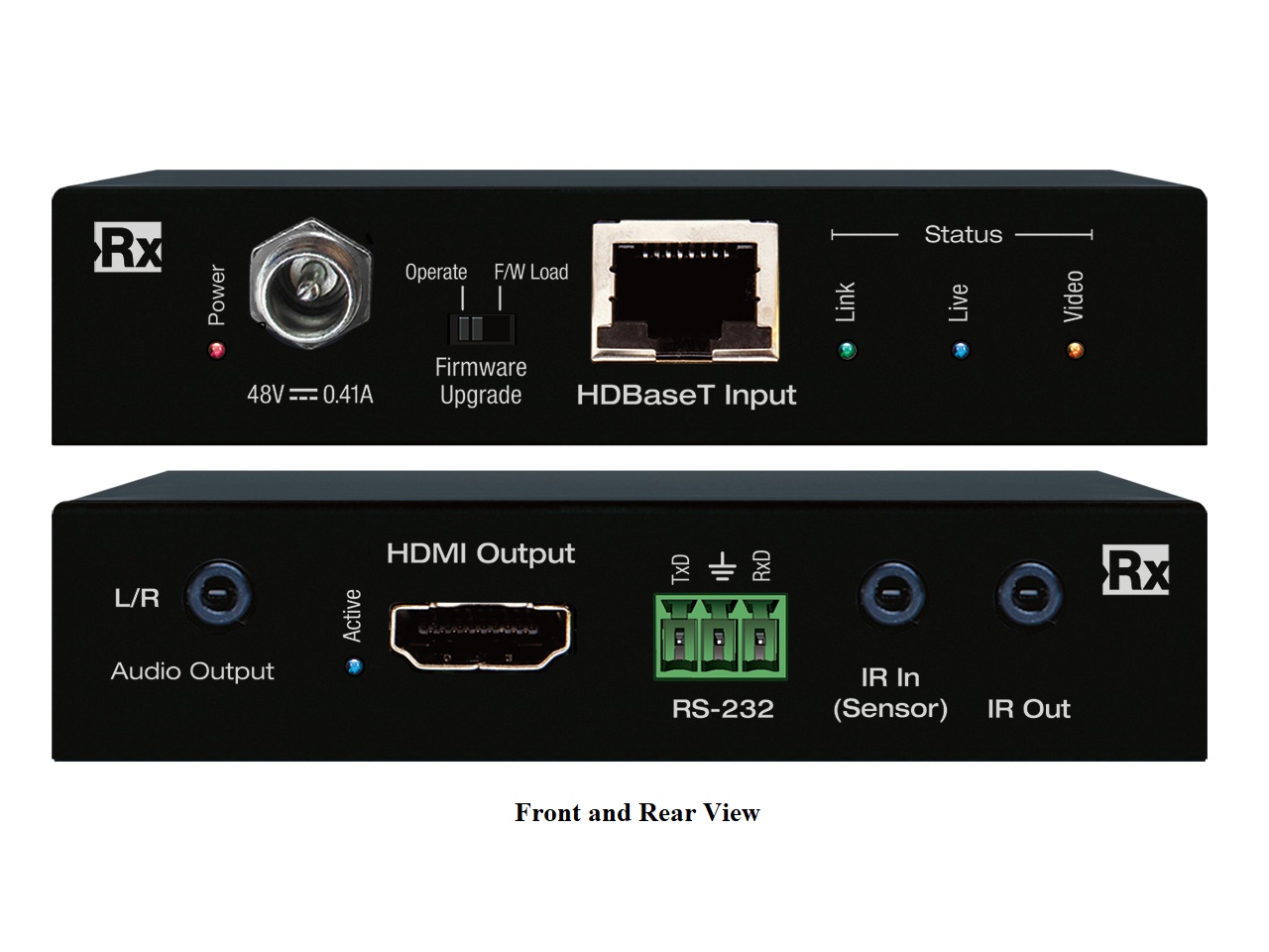 KD-X2X1WVTX 4K/18G HDMI/HDBT Extender (Receiver) with L/R Audio De-Embed/IR/RS-232 up to 40m by Key Digital