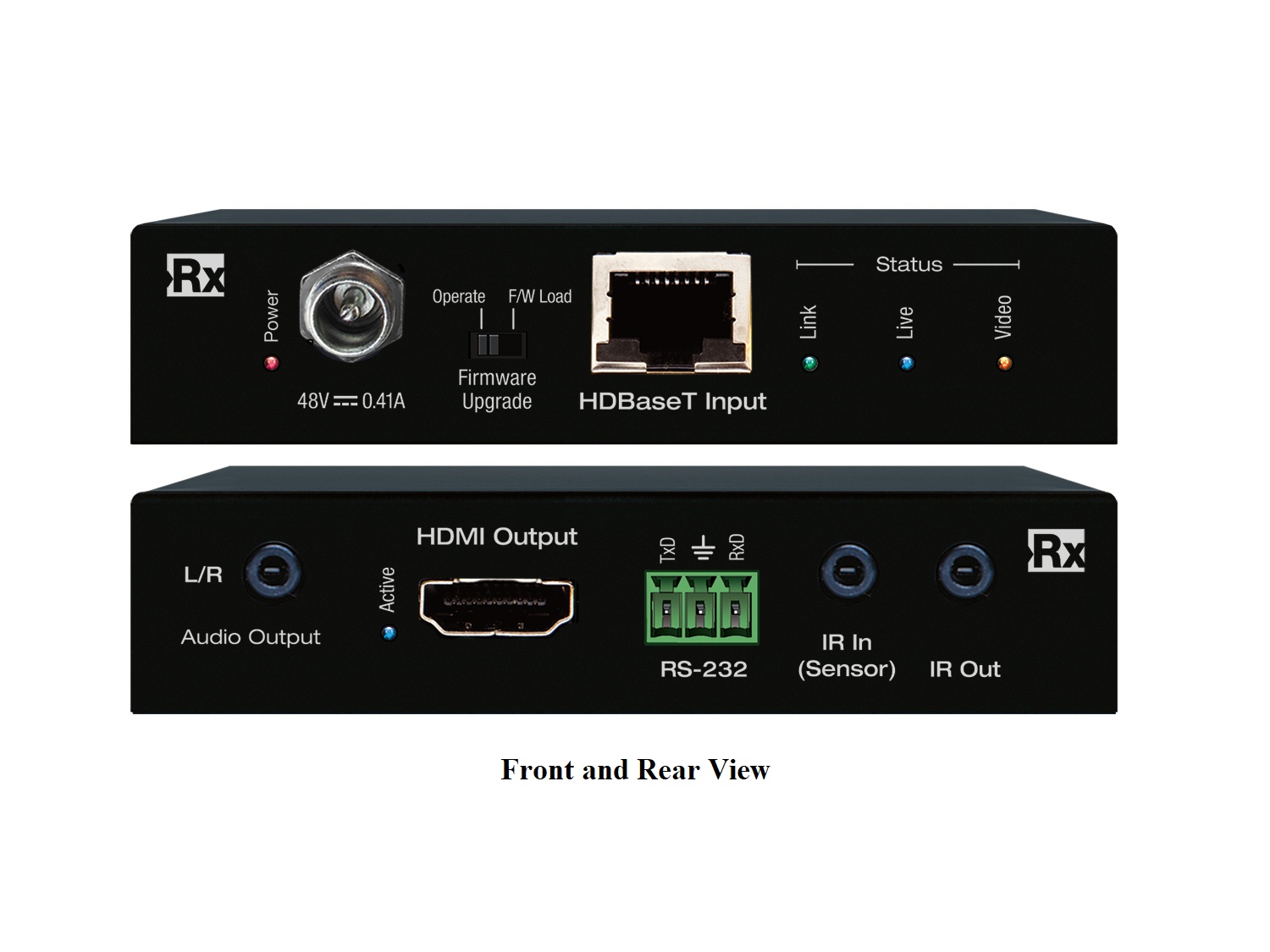 KD-X40MRx 4K/18G HDBT Rx (40m) with L/R Audio De-Embed/IR/RS-232 (Receiver Only) by Key Digital