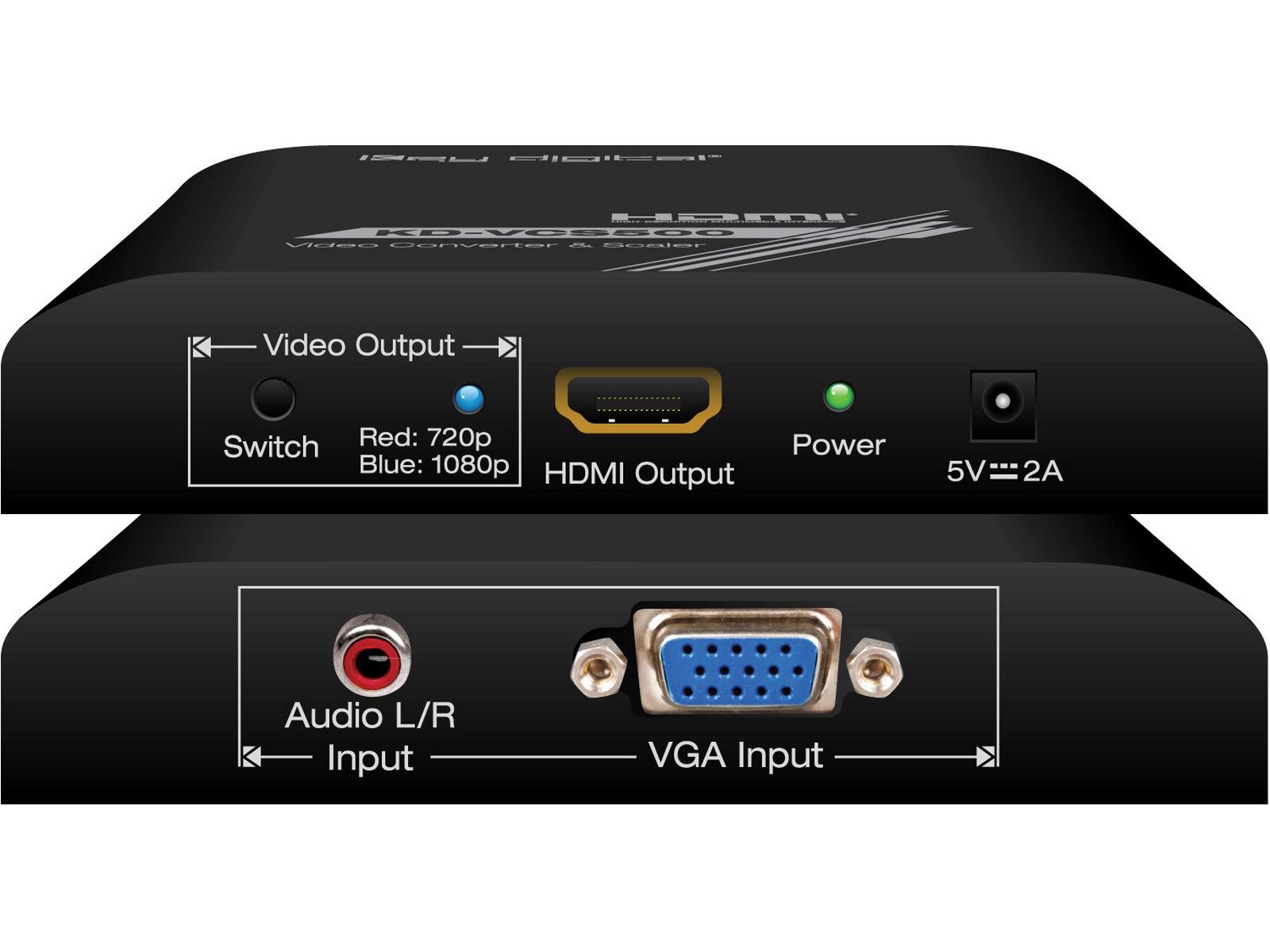 KD-VCS500 VGA/Analog Audio to Digital HDMI and Audio Converter by Key Digital