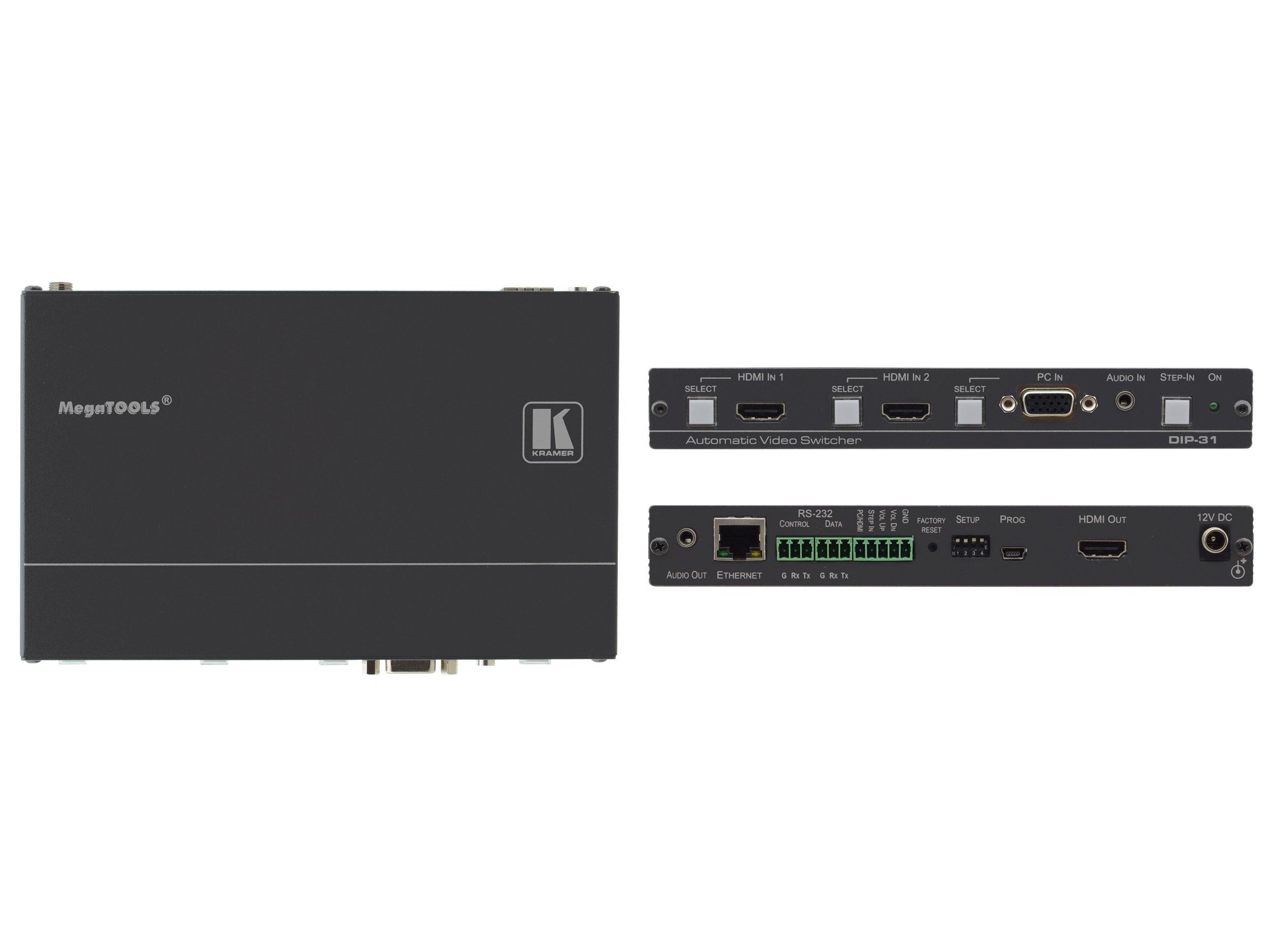 DIP-31 4K60 4x2x0 HDMI/Computer Graphics Automatic Video Switcher by Kramer