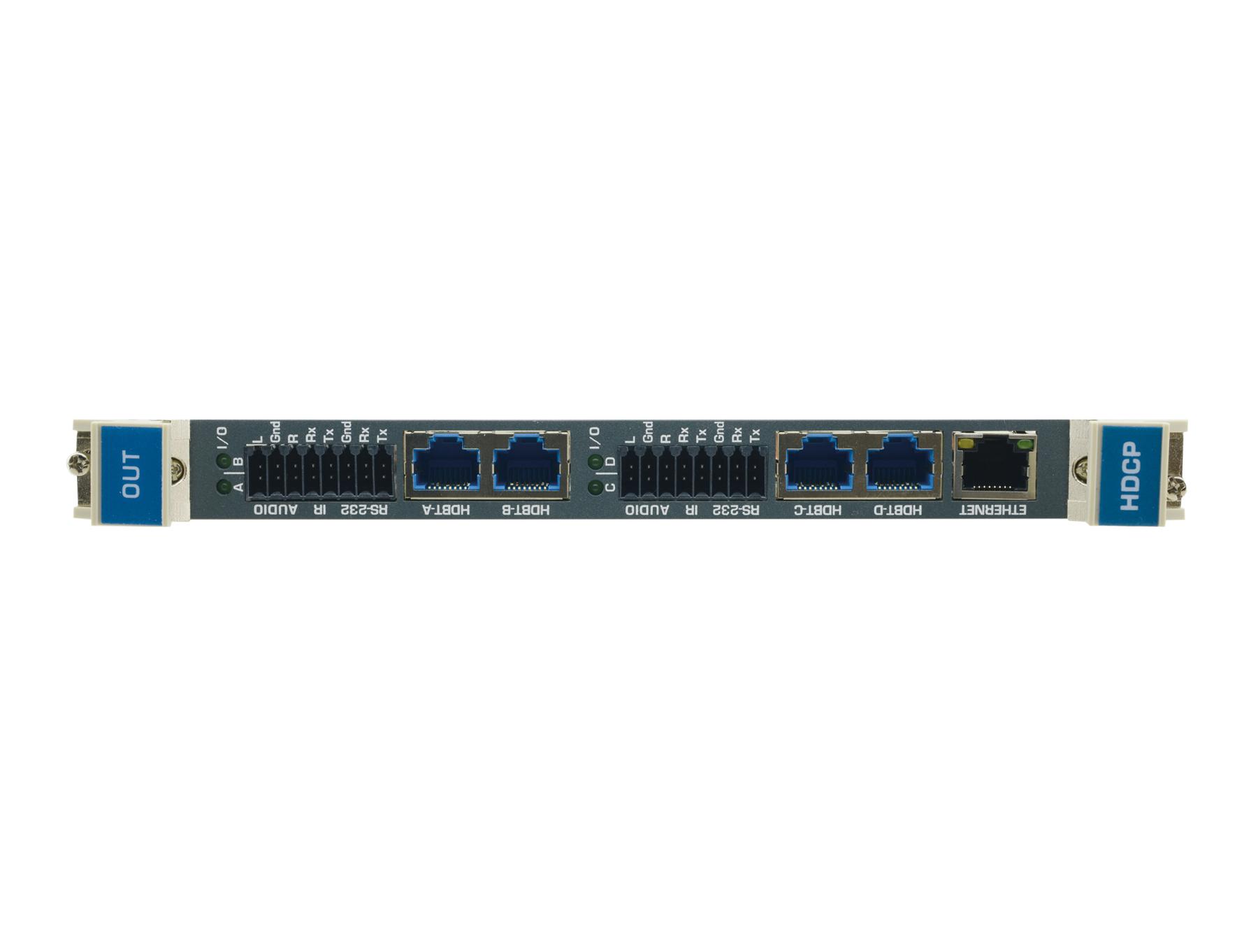 DTAXR-OUT4-F32 4-Channel 4K60 4x2x0 HDMI over Extended Reach HDBaseT Output Card with Selectable Embedded or De-embedded Analog Audio by Kramer