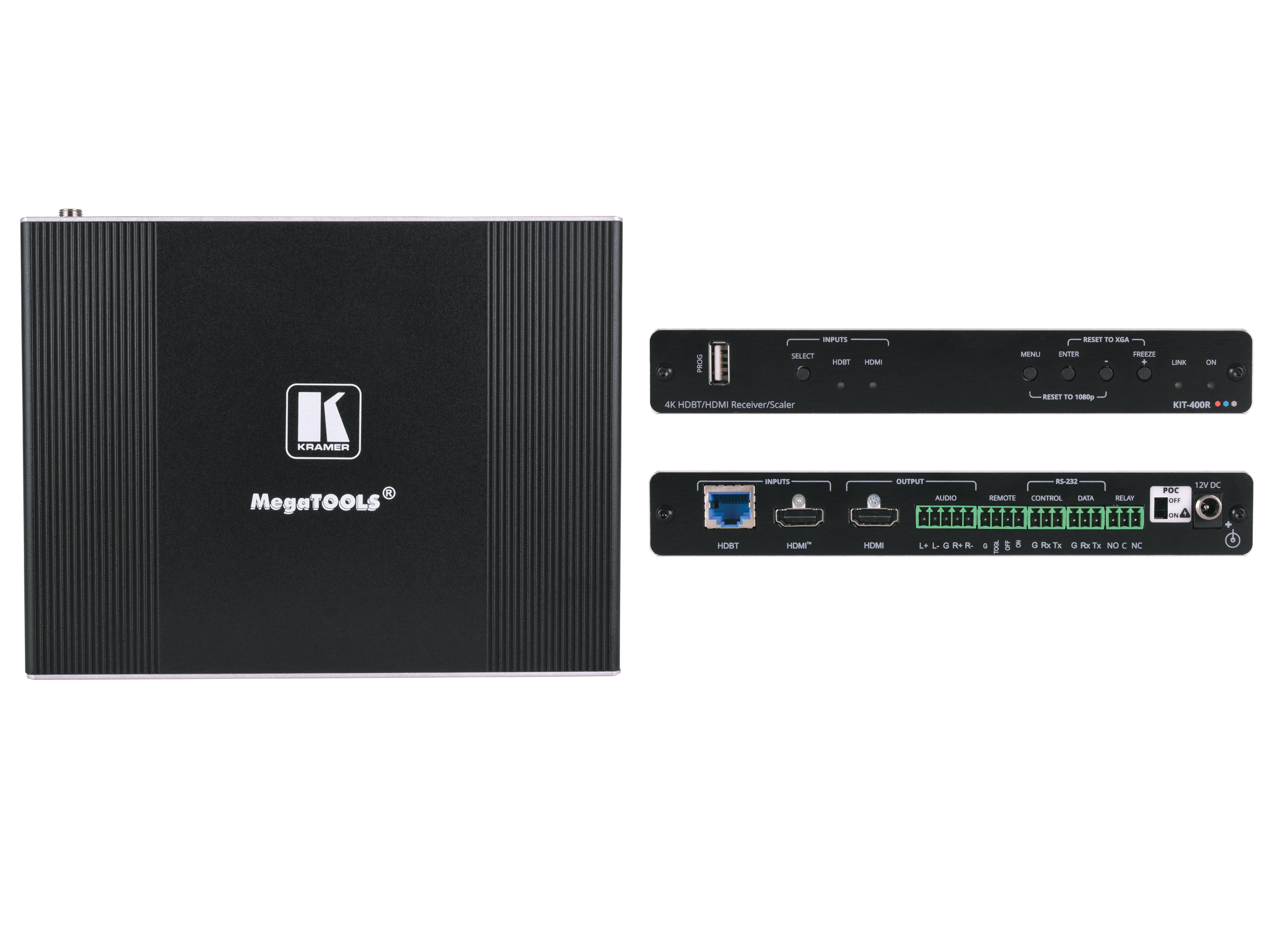 KIT-401/US-D(W) 4K Auto-Switcher/Scaler Kit over Long-Reach HDBaseT with White US-D Size Wall-Plate Frame by Kramer