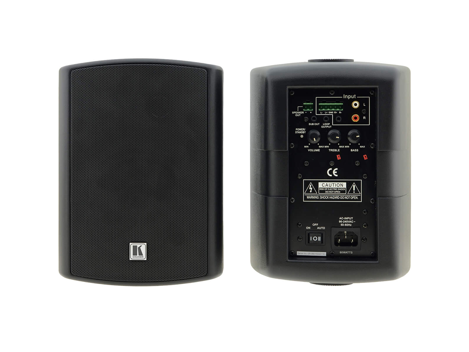 TAVOR-5-O(PAIR)/BLACK 5.25in On-Wall 2-Way Powered Speakers/Black/Pair by Kramer
