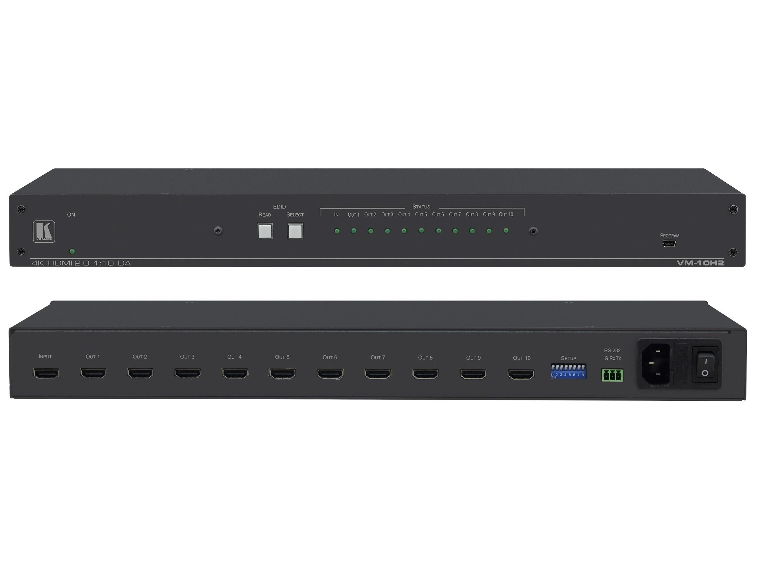 VM-10H2 1x10 4K/60 4x4x4 HDCP 2.2 HDMI 2.0 Distribution Amplifier by Kramer
