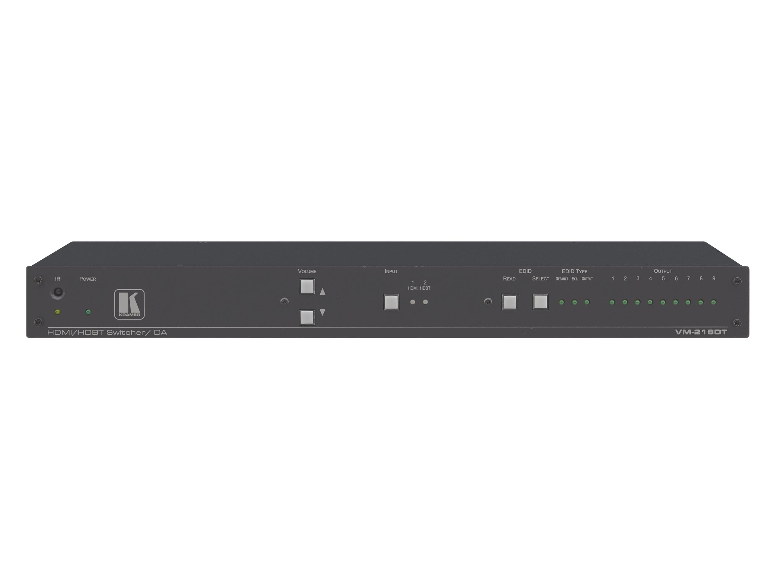 VM-218DT 2x1(8) 4K60 HDMI and Long-Reach HDBaseT/RS-232/IR and Stereo Audio Switchable DA by Kramer