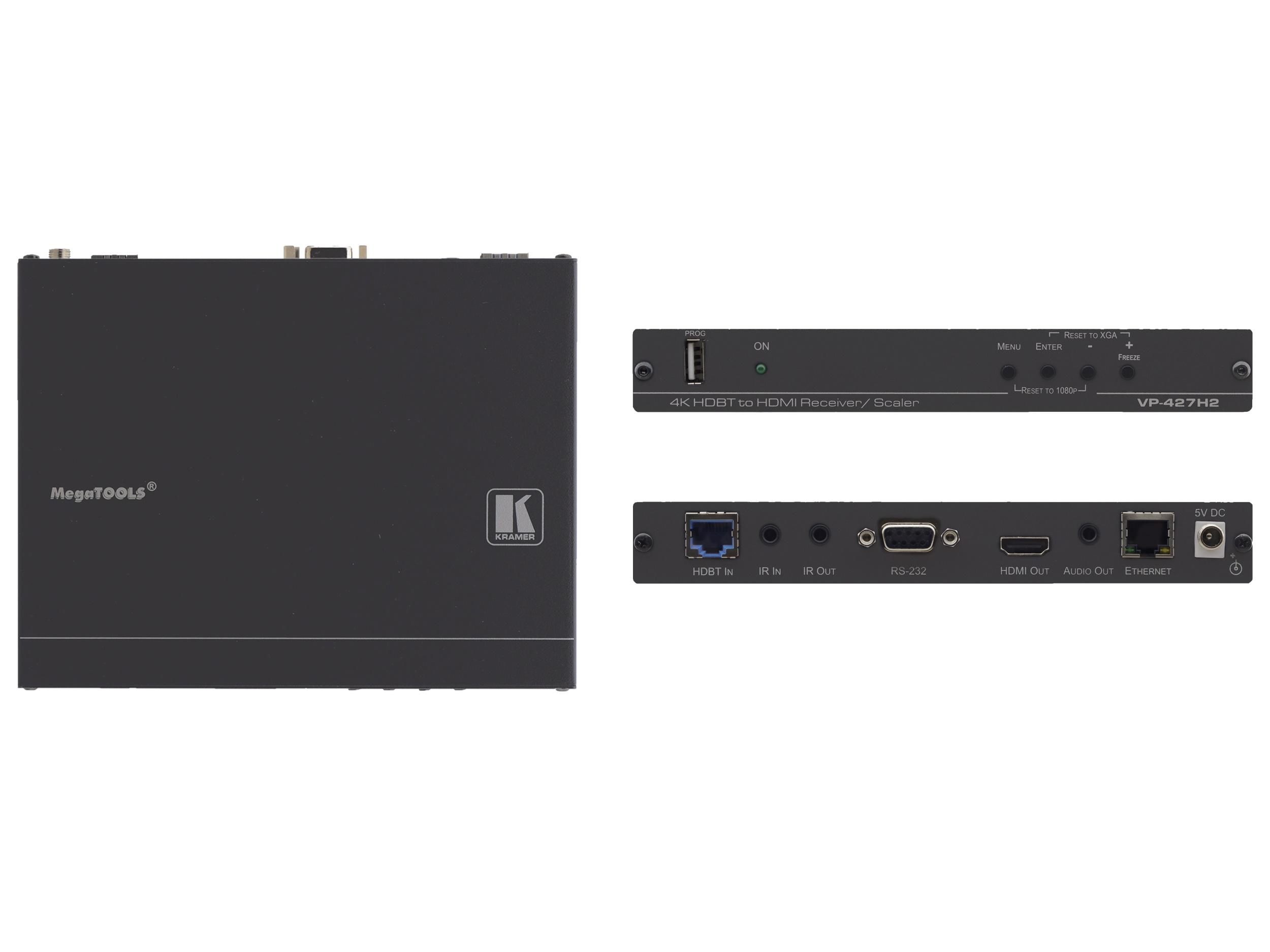 VP-427H2 4K60 4x4x4 HDMI HDCP 2.2 Receiver/Scaler with Ethernet/RS-232/IR/Stereo Audio by Kramer