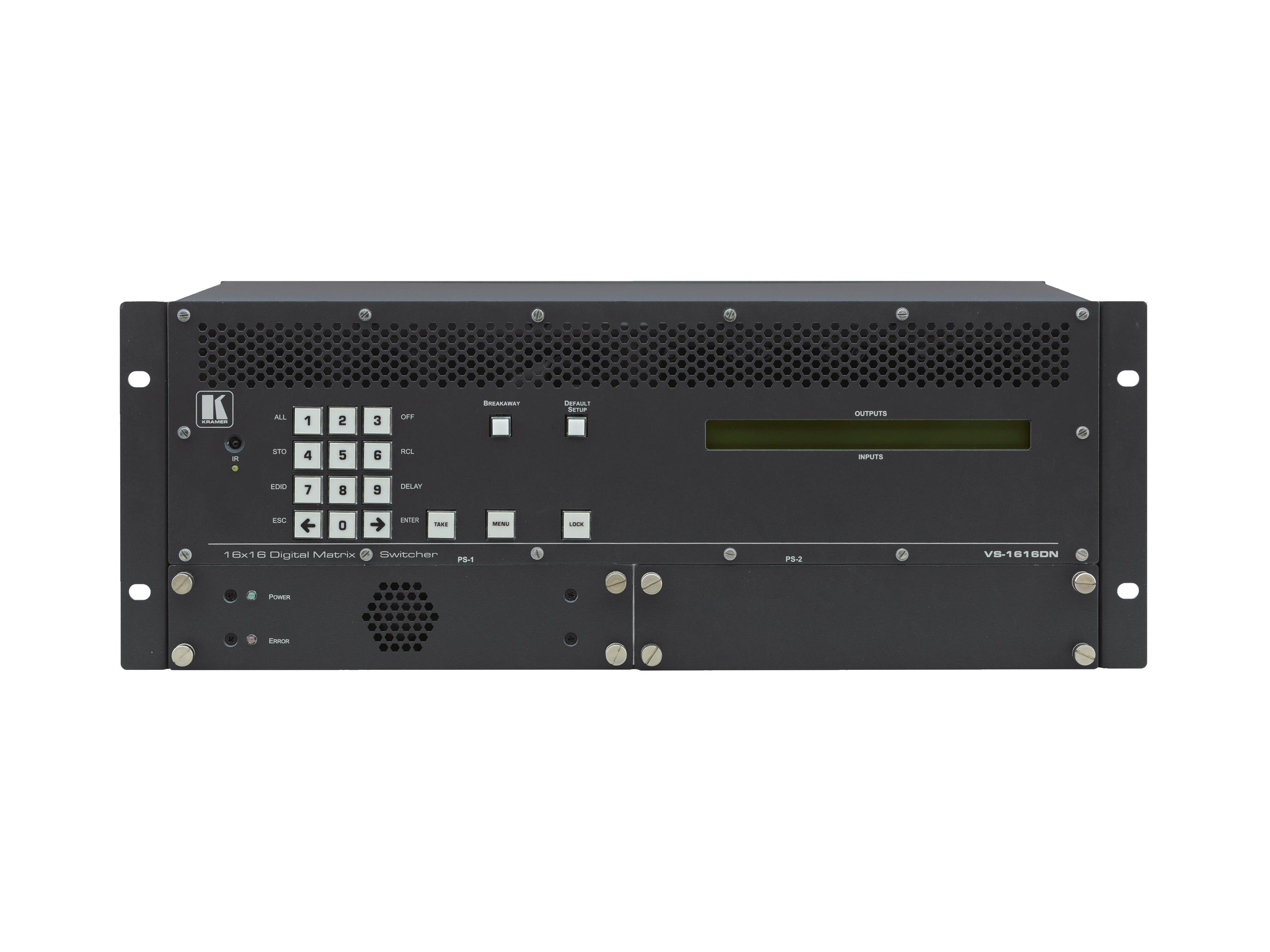 VS-1616DN-EM 2x2 to 16x16 Modular 4K60 4x2x0 Multi-Format Managed Digital Matrix Switcher by Kramer