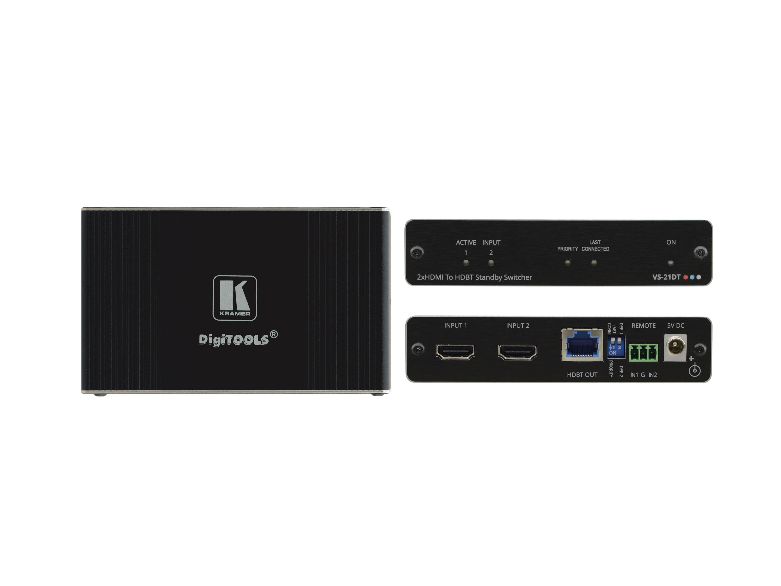 VS-21DT 2x1 4K60 4x2x0 HDCP 2.2 HDMI Auto Switcher over HDBaseT by Kramer