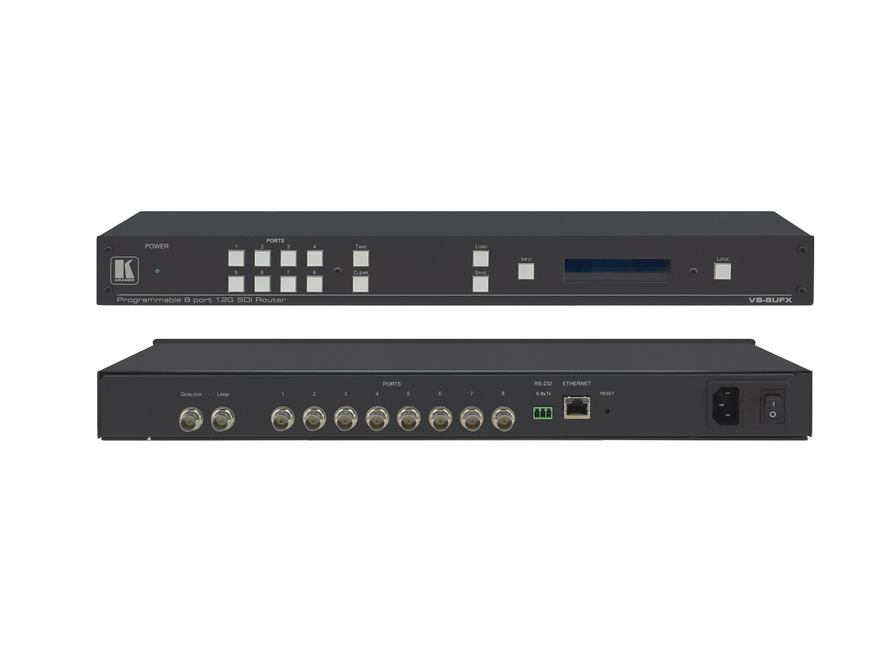 VS-8UFX 8-Port 12G SDI Matrix Switcher with Interchangeable Inputs and Outputs by Kramer