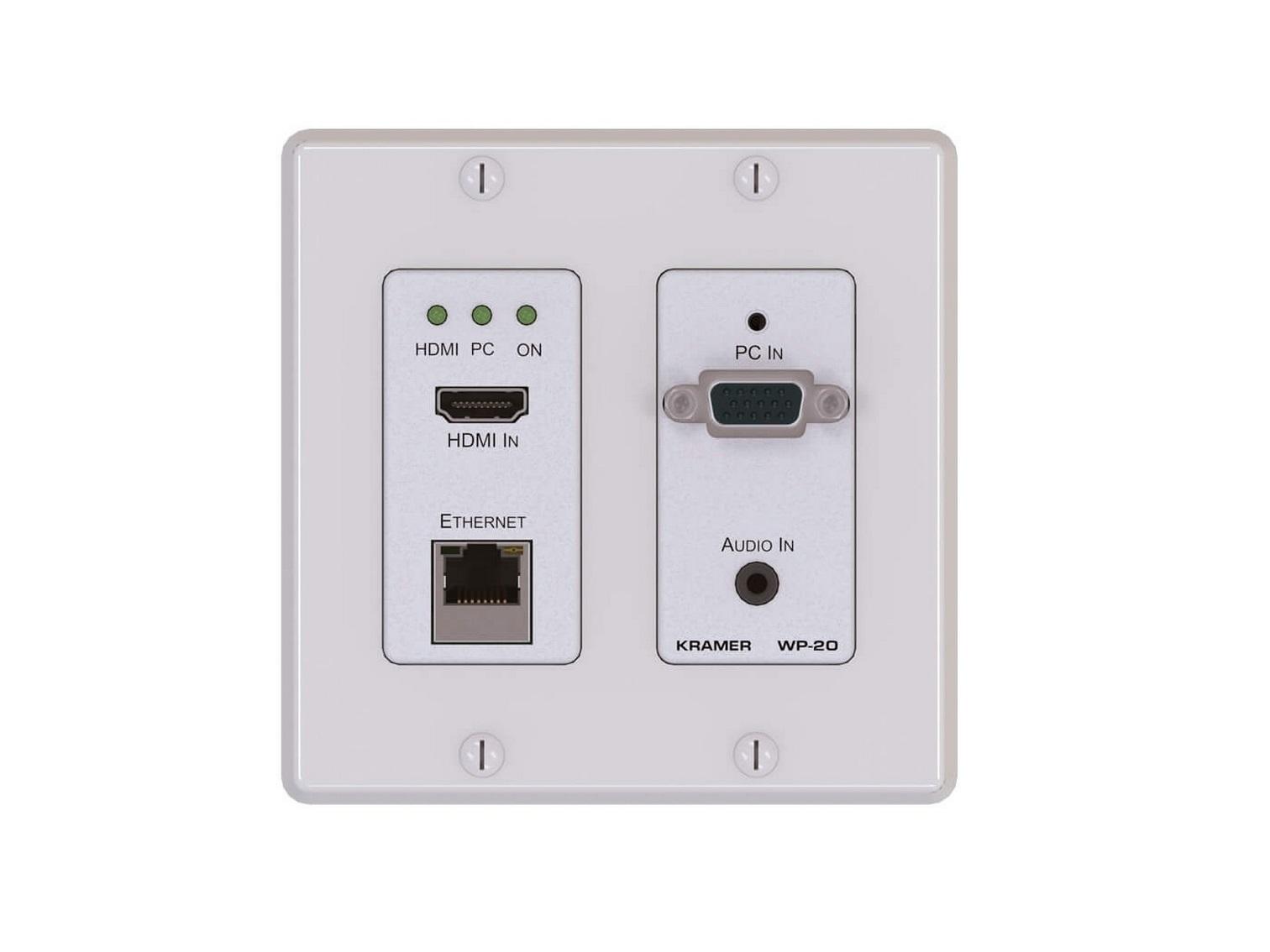WP-20(W) HDMI/XGA/Ethernet/RS-232/Stereo HDBaseT WP Extender (Transmitter)/White by Kramer