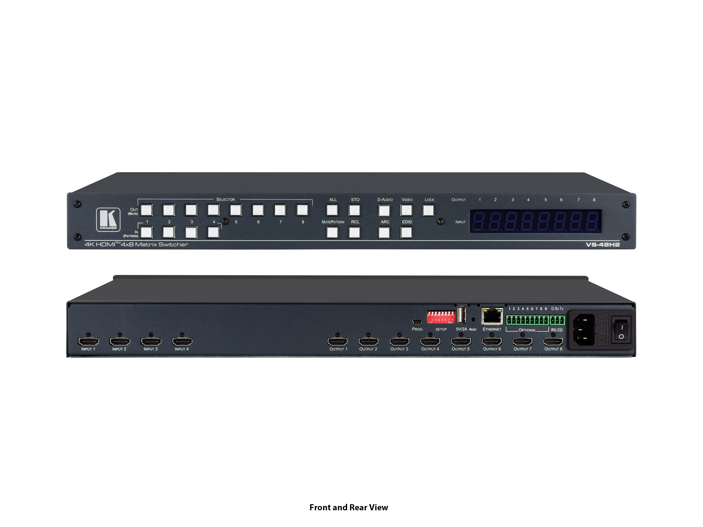 VS-48H2 4x8 4K HDR HDCP 2.2 Matrix Switcher with Digital Audio Routing by Kramer