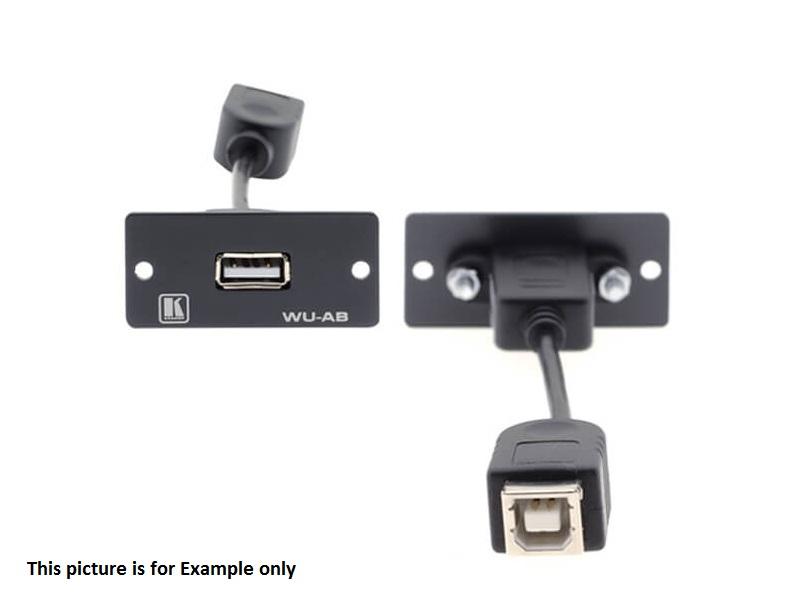 WU-AB(B) USB-A to USB-B Insert Wall Plate/Black by Kramer