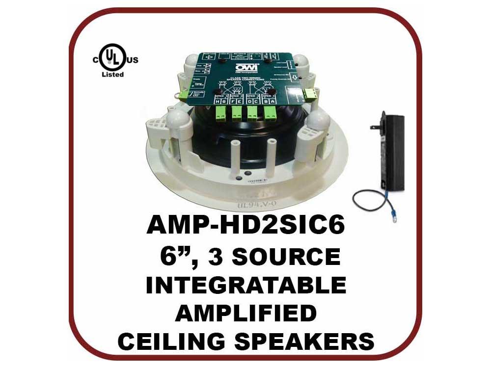 AMP-HD2SIC6 6 inch Three Source/Integratable Amplified/In Ceiling Speaker/20Hz - 20kHz by OWI