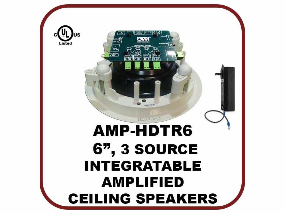 AMP-HDTR6 6 inch Three Source/Integratable Amplified/In Ceiling Speaker with Transformer by OWI