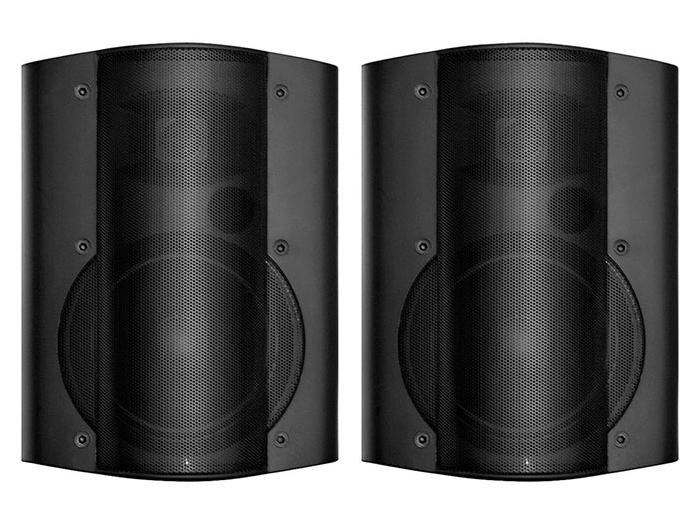 AMP6022B 2 Way 6.5 inch Amplified Black Speaker and 4 Ohms 6 inch 2-way Black Surface Mount Speaker by OWI