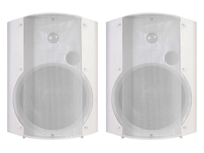 AMP6022W 2 Way 6.5 inch Amplified White Speaker and 4 Ohms 6 inch 2-way White Surface Mount Speaker by OWI