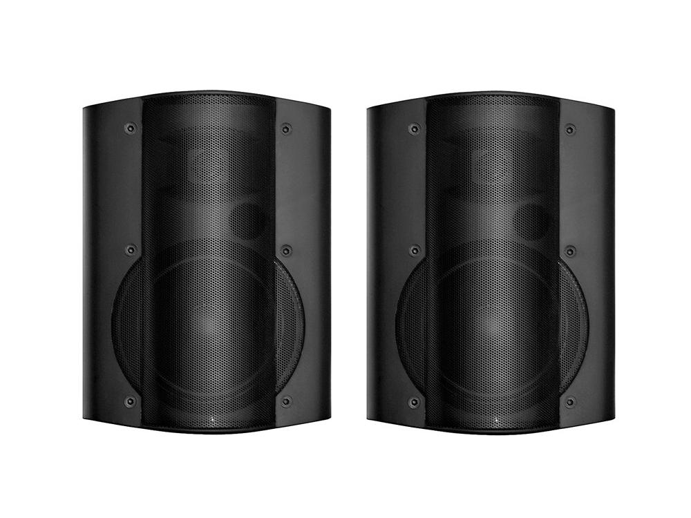 AMPLV6022B 6.5 inch Low voltage amplified Black Speaker and 6 inch 2-way Black Surface Mount Speaker by OWI